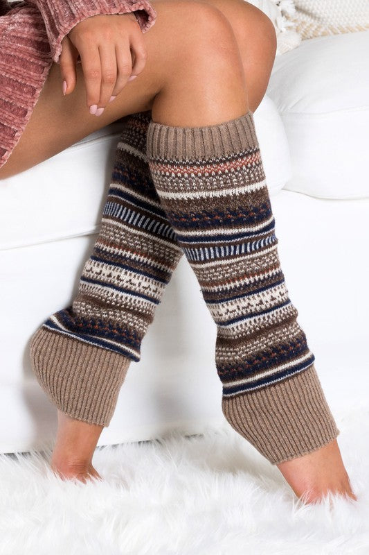 Cozy Short Fair Isle Knit Legwarmers – Soft Winter Cottagecore Layering Accessory