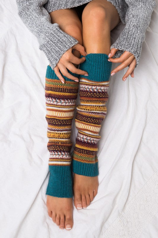 Cozy Short Fair Isle Knit Legwarmers – Soft Winter Cottagecore Layering Accessory