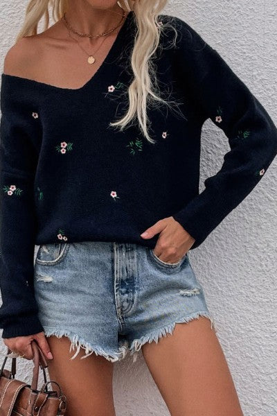 Miss Sparkling | Floral Knit Sweater