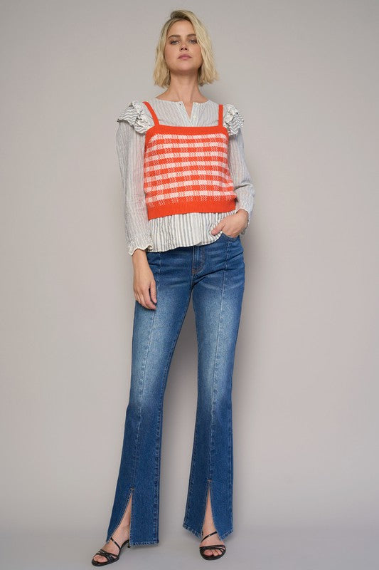 Denim Lab USA | High Rise Front Slit Slim Boot Jeans