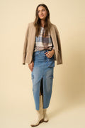 Denim Lab USA | Super Maxi Denim Cargo Skirt
