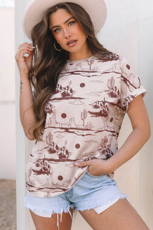 Desert Sand Short Sleeve Knit Top