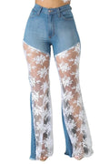 GJG Denim |Lace Bell Bottom Jean in Medium Wash