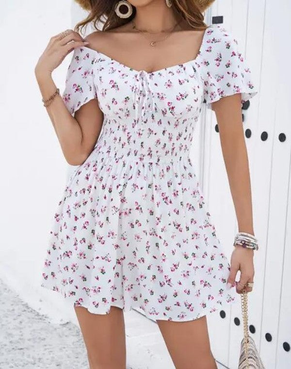 Miss Sparkling | Off-Shoulder Ditsy Floral Ruffle Mini Dress