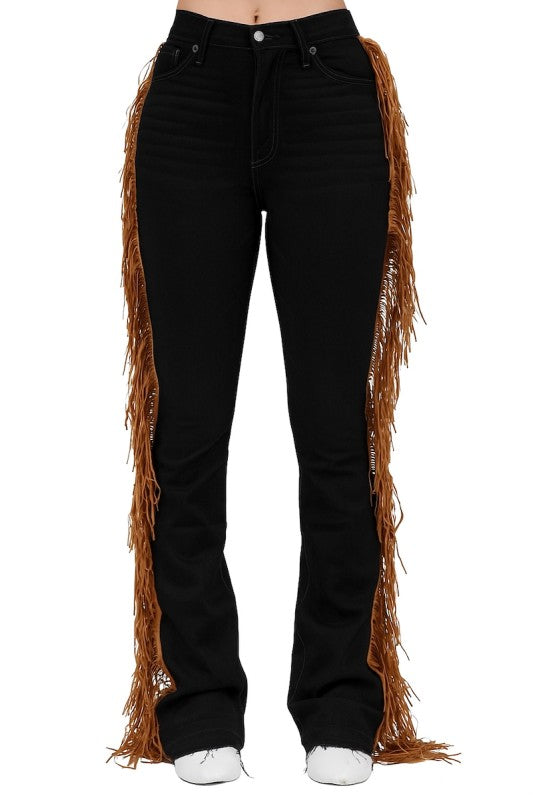 GJG Denim | Judy Boot Cut Fringe Jean in Black Denim - 34 Inseam