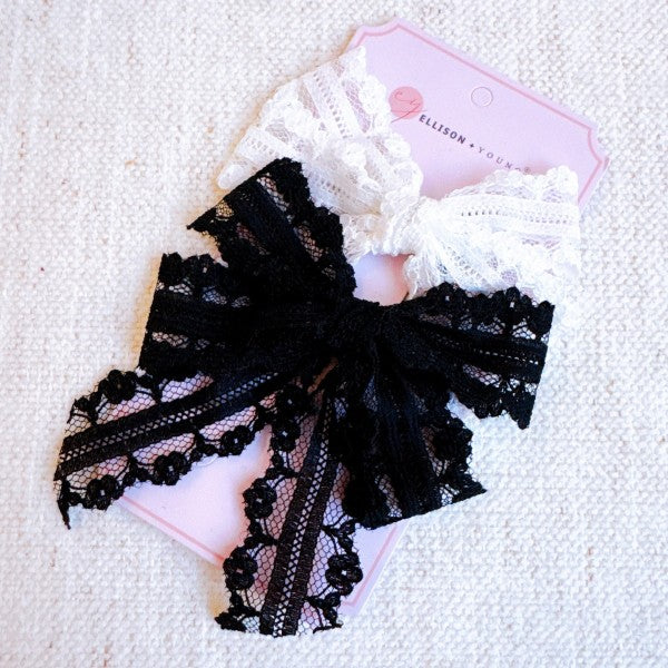 Ellison & Young | Lace & Grace Hair Clip Set (2-Piece Bow Clips)