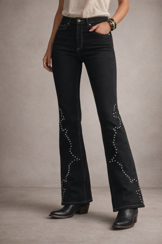 GJG Denim |Santa Fe Studded Boot Cut Jean - Inseam 32