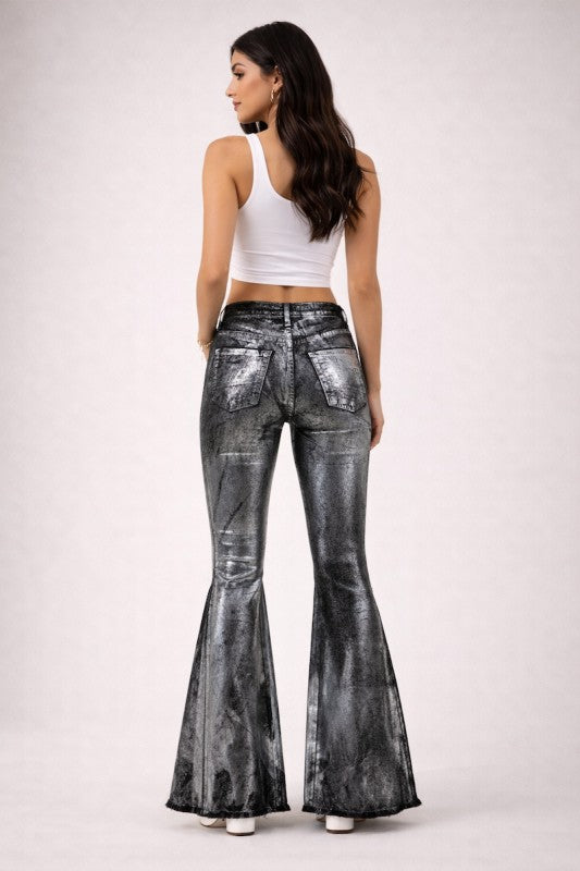 GJG Denim |Metallic Bell Bottom Jean