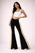 GJG Denim |Texas Sun Fringe Bell Bottom - Beige Fringe - Inseam 30-34