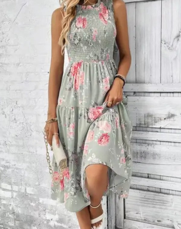 Miss Sparkling |Floral Tiered Midi Dress