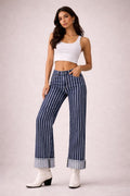 GJG Denim |Gary Low Rise Stripe Jean - Dark Wash - Inseam 30