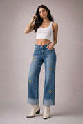 GJG Denim |Low Rise Gem Studded Jean