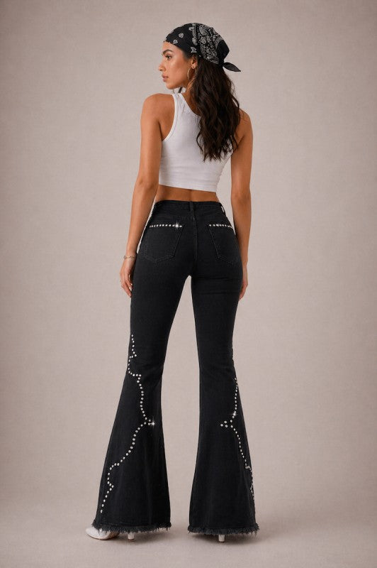 GJG Denim |Santa Fe Bell Bottom Jean Black Denim