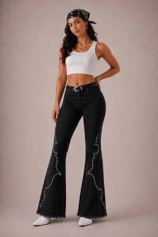 GJG Denim |Santa Fe Bell Bottom Jean Black Denim