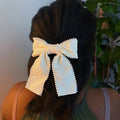 Palace Pearl Embellished Bow Barrette – Elegant Textured Hair Clip