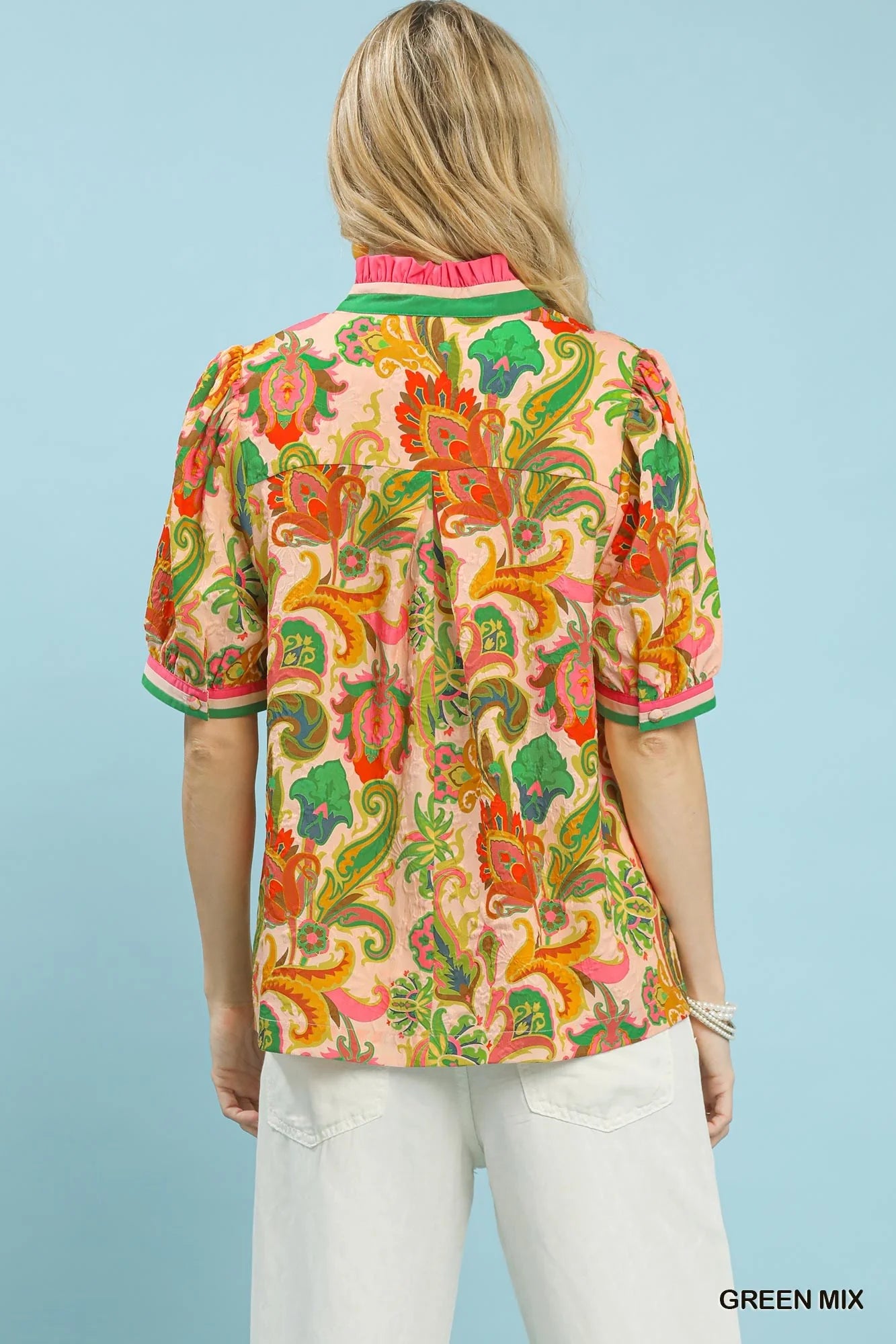 Umgee Jacquard Abstract Print Top