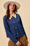 SO ME Zip Up And Buttoned Denim Jacket