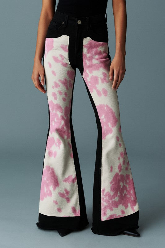 GJG Denim Rodeo Bell Bottom - Black Pink