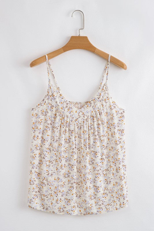 Cottagecore - Floral Boho Spaghetti Strap Tank Top