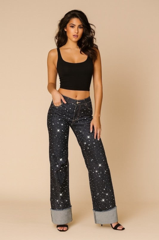 GJG Denim |Gary Low Rise Rhinestone Jean- Inseam 30 or 32