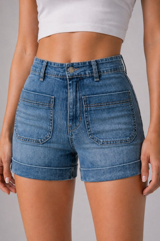 GJG Denim |The Westline Cuff Short Light Wash
