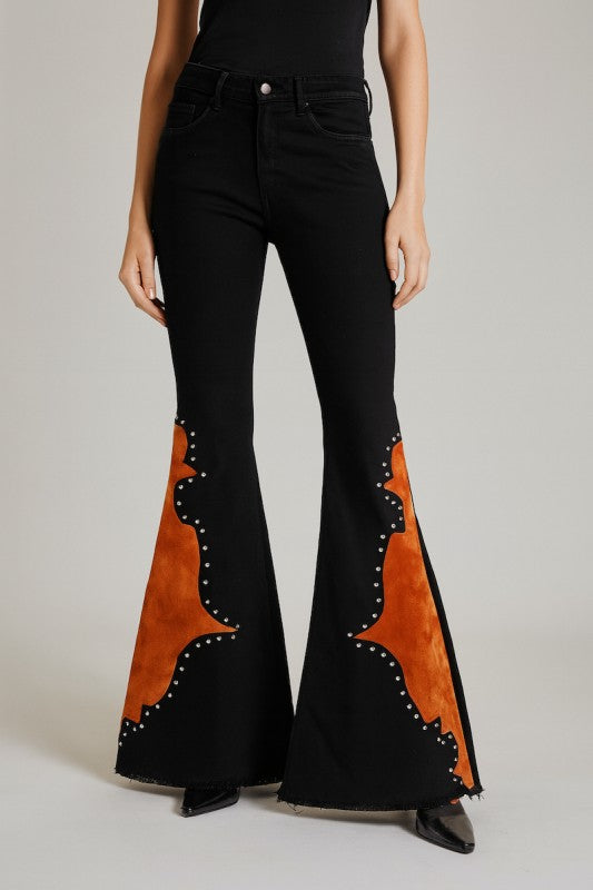GJG Denim Wild West Studded Bell Bottoms - Inseam 32 or 34