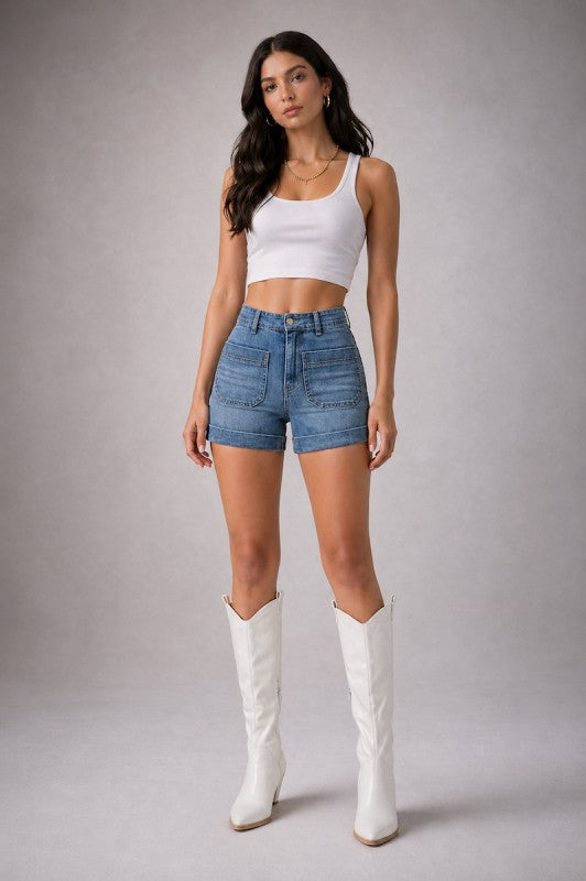 GJG Denim |The Westline Cuff Short Light Wash