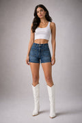 The Westline Cuff Short Dark Wash