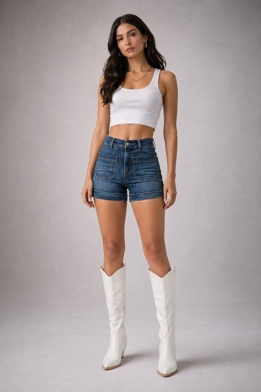The Westline Cuff Short Dark Wash